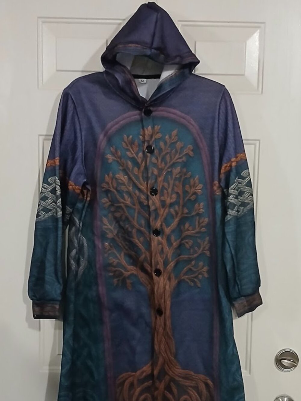 Womens Tree Of Life Hooded Long Jacket Size Medium